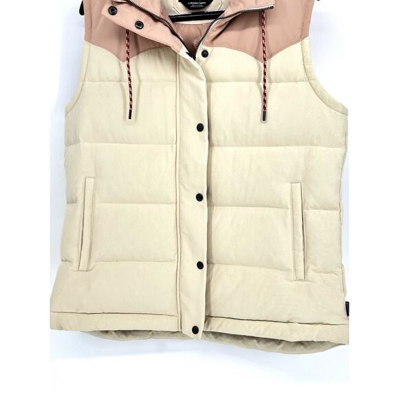 Patagonia Bivy Hooded Vest Cream/Pink Women’s Size Large Duck Down Warm Outdoors - Picture 3 of 12